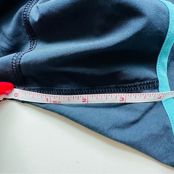 LULULEMON Navy Blue Aqua Contrast Mini Short Shorts Zip Workout Active Gym Run 6 - Picture 8 of 16